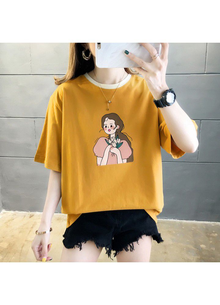 Short sleeve T-shirt women's spring and summer 2021 new Korean loose and versatile clothes women's casual top is fashionable