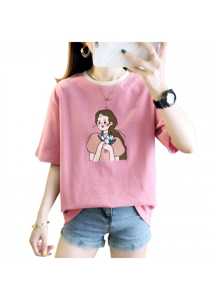 Short sleeve T-shirt women's spring and summer 2021 new Korean loose and versatile clothes women's casual top is fashionable