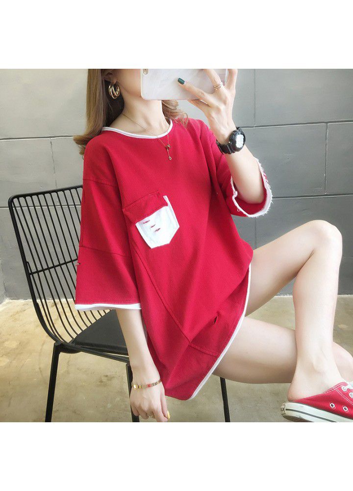 Cotton T-shirt, short sleeve, Korean version, loose and versatile, net red, foreign style, personality, holes, T-shirt, mschf top