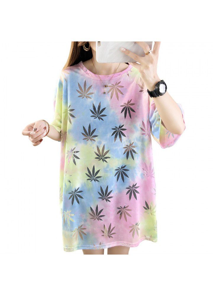 Ins short sleeve T-shirt women's new spring and summer 2021 Korean loose large women's mid long versatile top fashion
