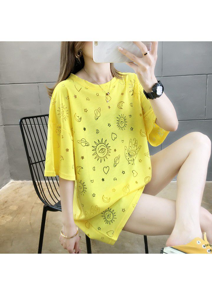 Summer 2021 new Korean women's loose and thin foreign style half sleeve top fat mm large short sleeve T-shirt