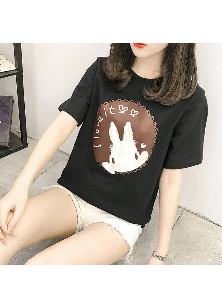 Cartoon CEC short sleeve girl 2021 new versatile ins fashion loose Korean student cotton classic girl T-shirt
