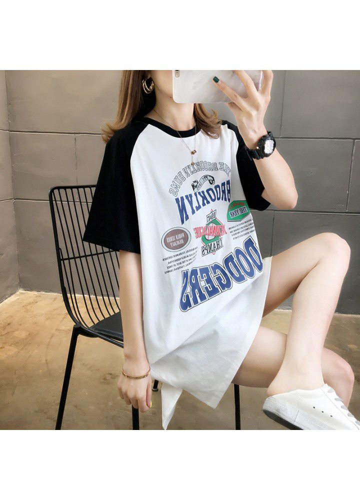 Summer 2021 new T-shirt, female short sleeve, fashion net, red, Korean, loose, medium and long style, Hong Kong style, simple clothes