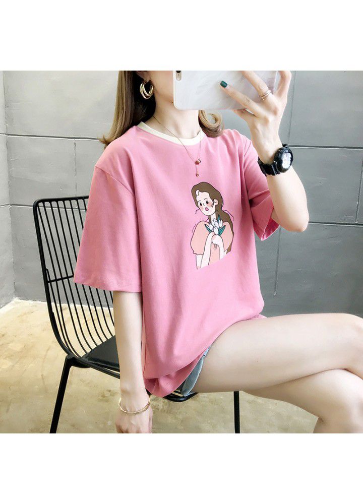 Short sleeve T-shirt women's spring and summer 2021 new Korean loose and versatile clothes women's casual top is fashionable