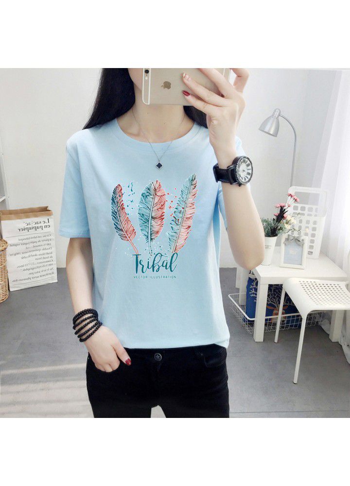 A variety of T-shirts women's 2021 summer new Korean loose short sleeve T-shirt women's white round neck women's half sleeve top fashion