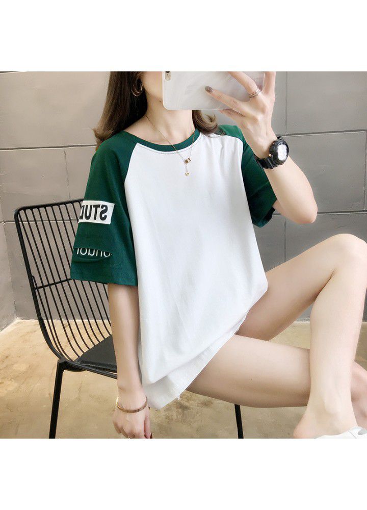 Korean summer short sleeve T-shirt with backing shirt women's new fashion spring clothing in 2021