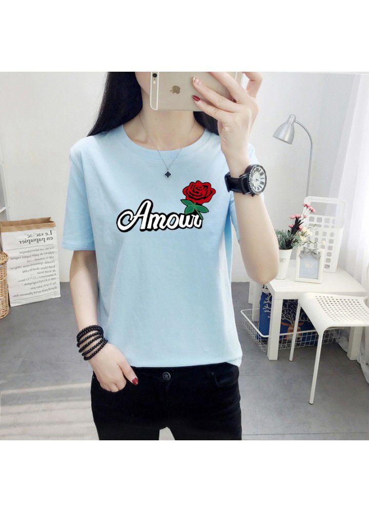 A variety of T-shirts women's 2021 summer new Korean loose short sleeve T-shirt women's white round neck women's half sleeve top fashion