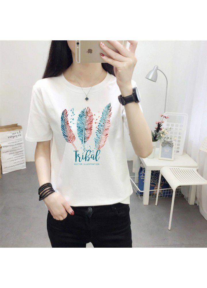 A variety of T-shirts women's 2021 summer new Korean loose short sleeve T-shirt women's white round neck women's half sleeve top fashion