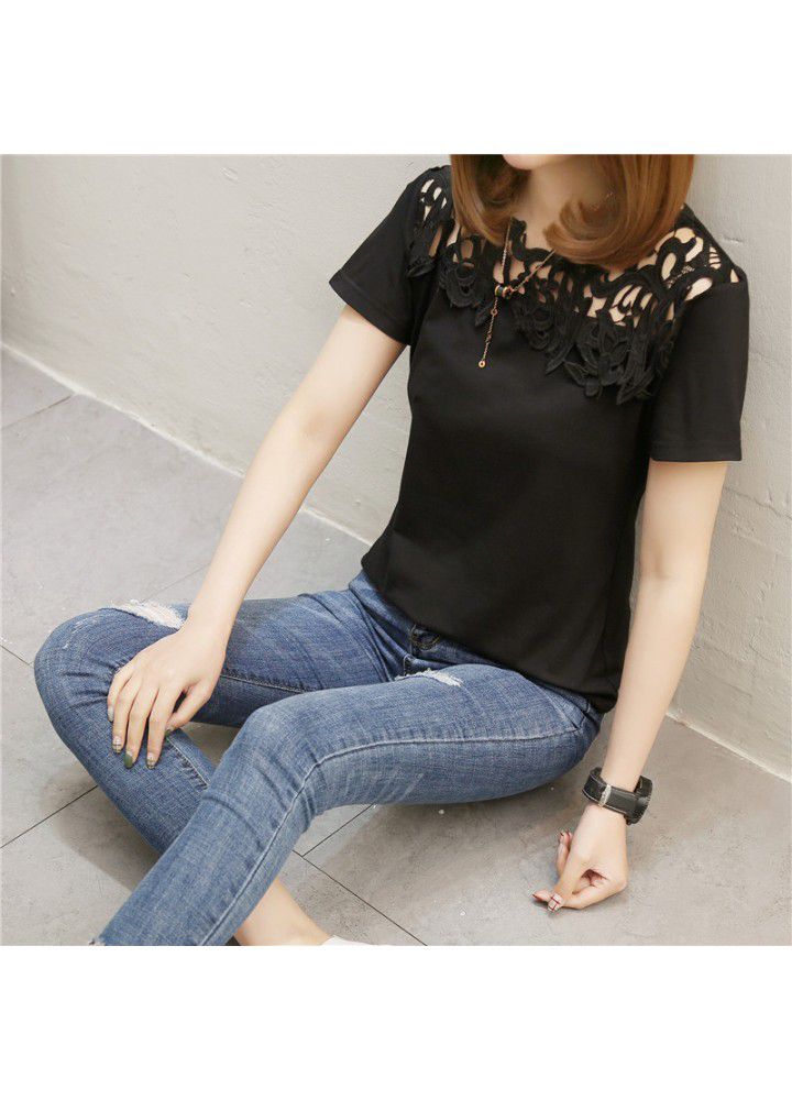 2020 new summer Korean T-shirt short sleeve women's base shirt loose women's solid color base shirt
