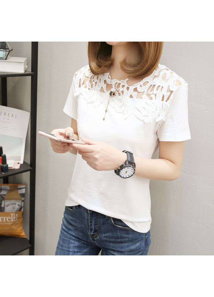 2020 new summer Korean T-shirt short sleeve women's base shirt loose women's solid color base shirt