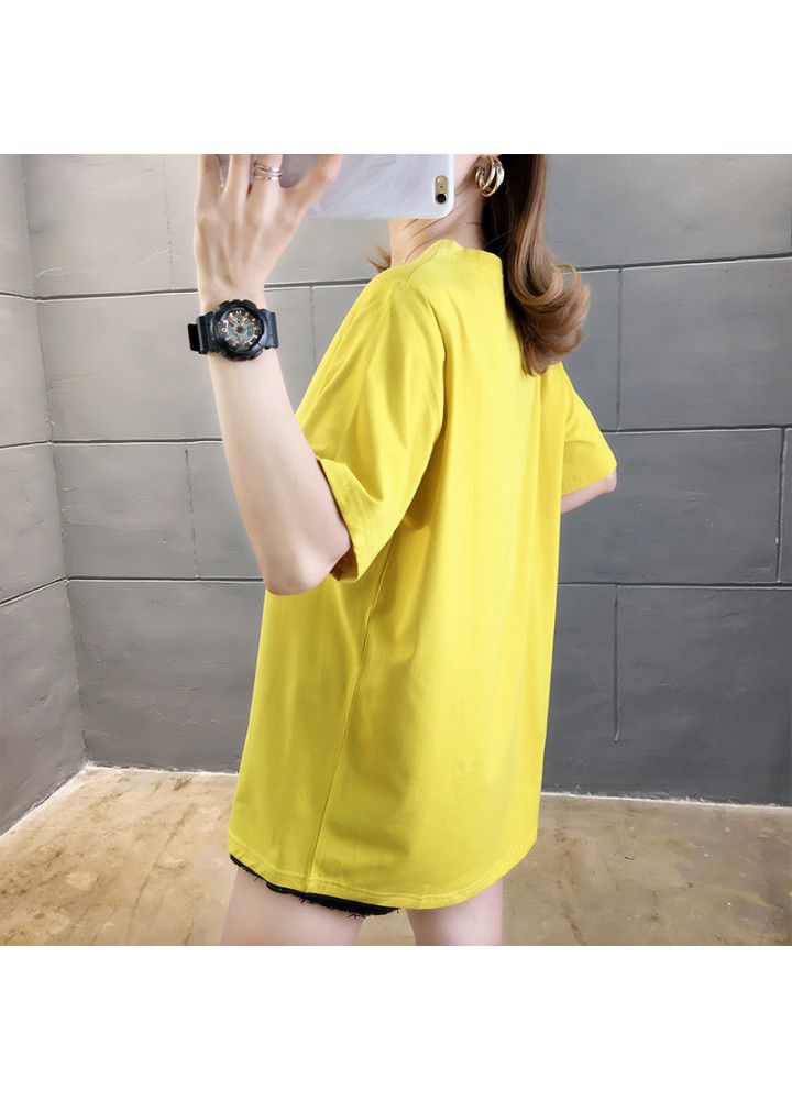 Net red thin short sleeve T-shirt women's summer 2021 new black blouse loose and versatile Korean half sleeve V-neck top