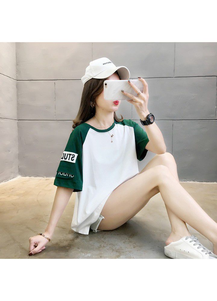Korean summer short sleeve T-shirt with backing shirt women's new fashion spring clothing in 2021