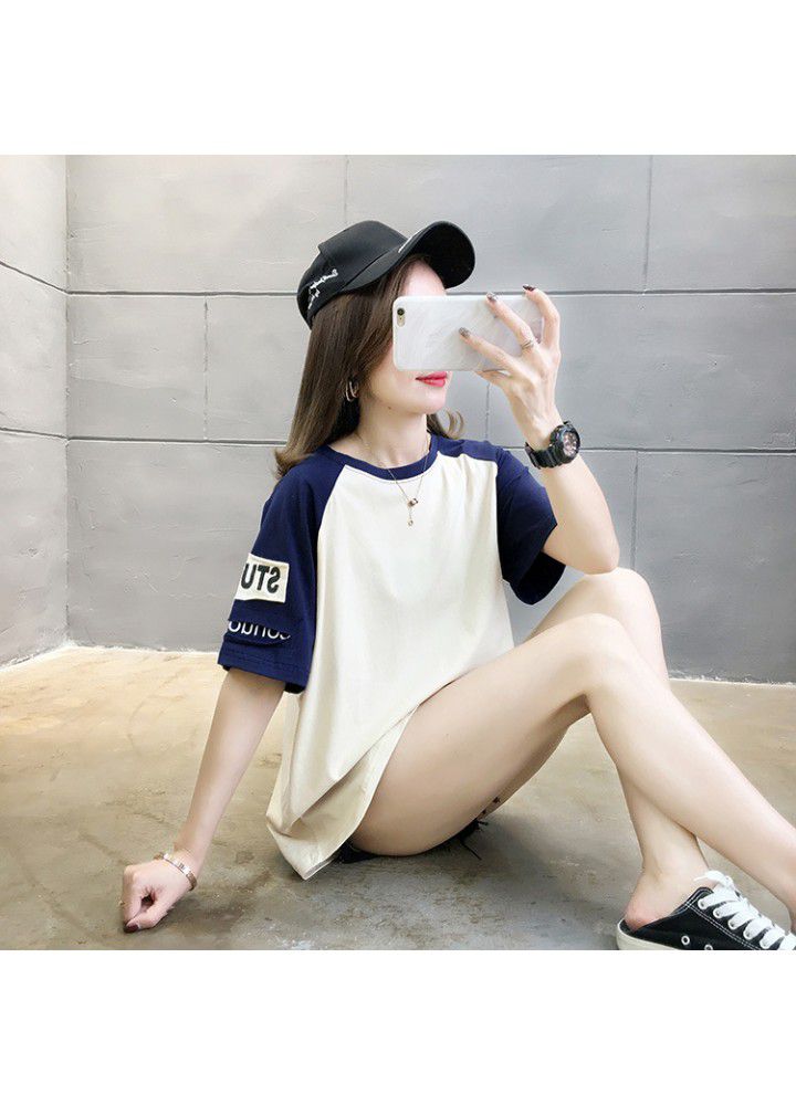 Korean summer short sleeve T-shirt with backing shirt women's new fashion spring clothing in 2021