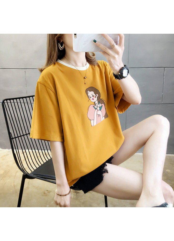 Short sleeve T-shirt women's spring and summer 2021 new Korean loose and versatile clothes women's casual top is fashionable
