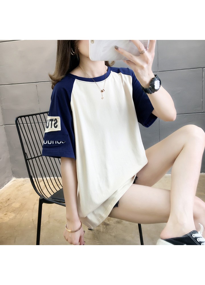 Korean summer short sleeve T-shirt with backing shirt women's new fashion spring clothing in 2021