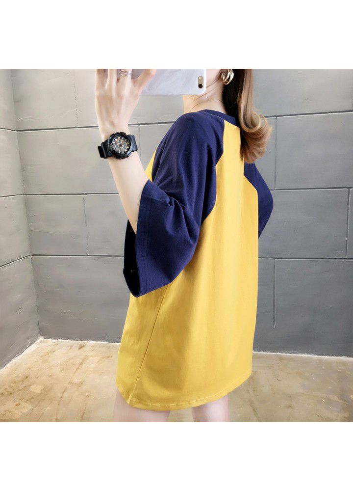 Ins stitching smart short sleeve T-shirt women's niche summer 2021 new loose and versatile cartoon CEC top T-shirt fashion