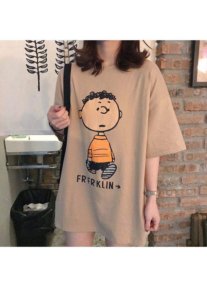Loose fitting middle length extra large 200 Jin fat mm short sleeve T-shirt women's new top fashion of Korean version 2021