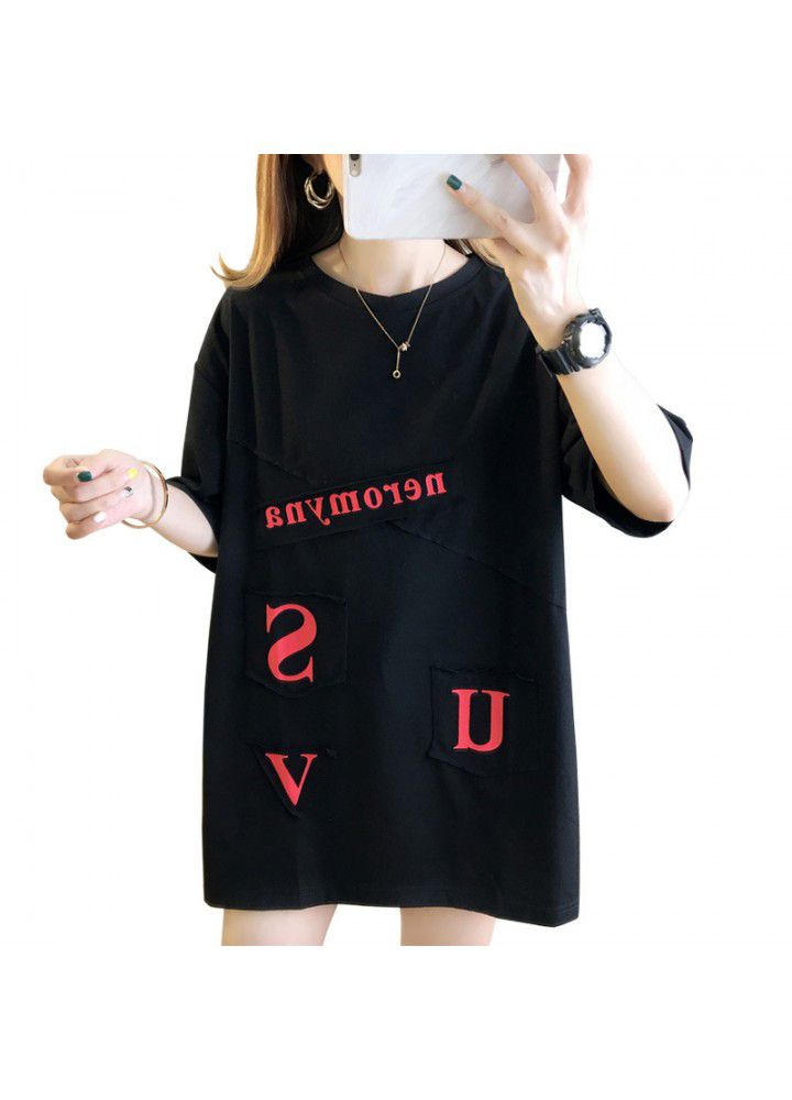 2021 new summer versatile short sleeve T-shirt women's top loose Korean large summer women's half sleeve fashion