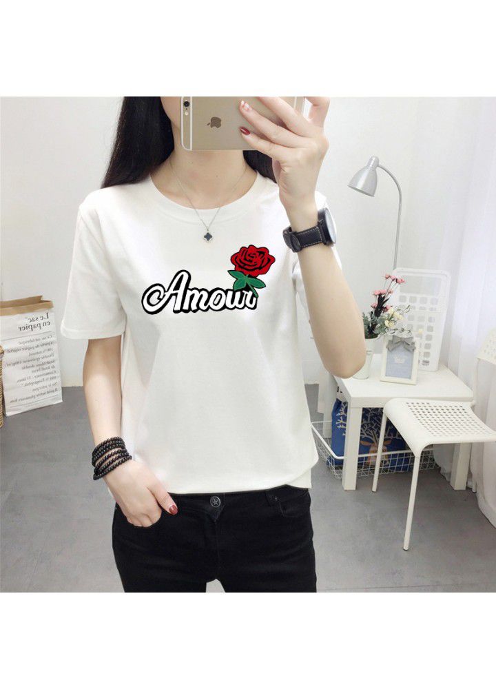 A variety of T-shirts women's 2021 summer new Korean loose short sleeve T-shirt women's white round neck women's half sleeve top fashion
