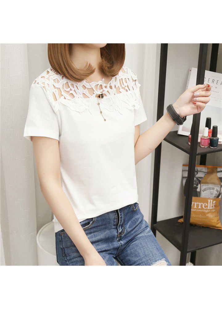 2020 new summer Korean T-shirt short sleeve women's base shirt loose women's solid color base shirt