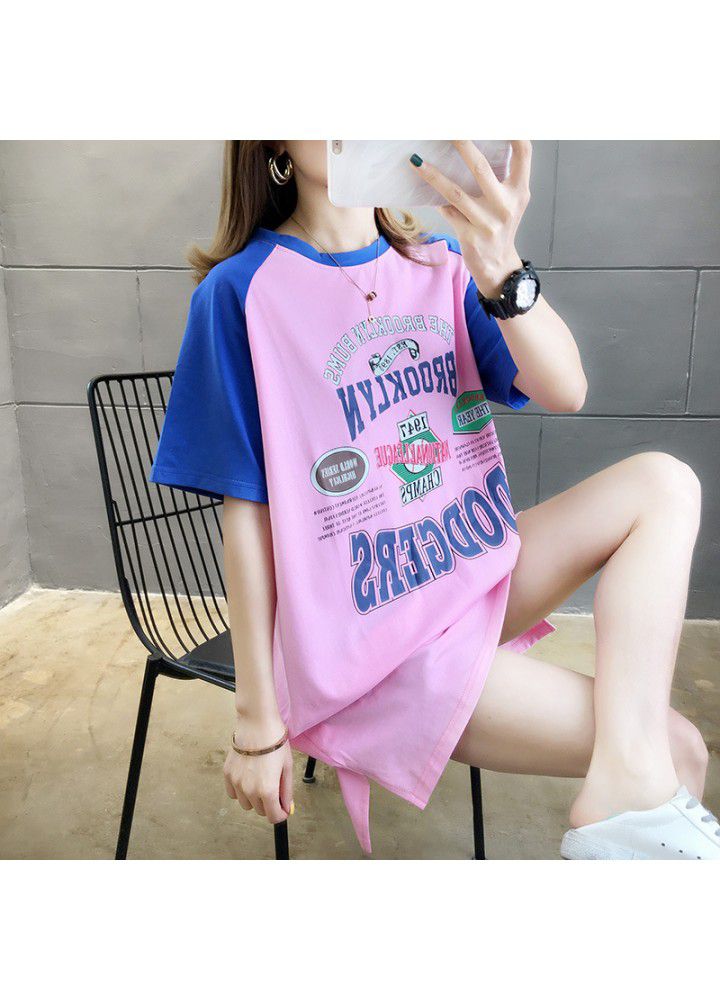 Summer 2021 new T-shirt, female short sleeve, fashion net, red, Korean, loose, medium and long style, Hong Kong style, simple clothes