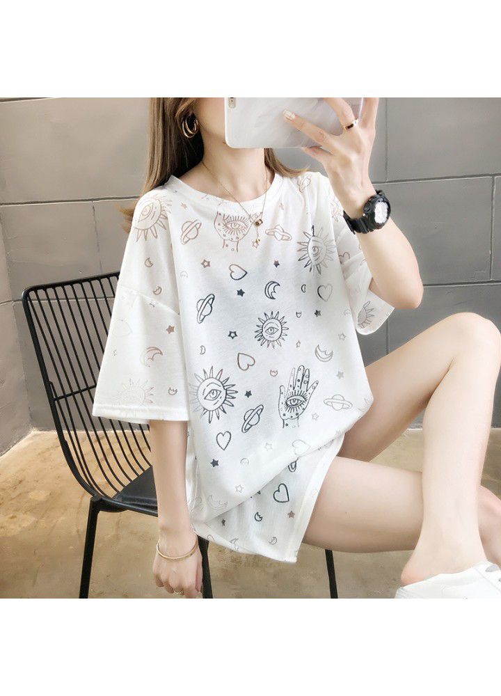 Summer 2021 new Korean women's loose and thin foreign style half sleeve top fat mm large short sleeve T-shirt