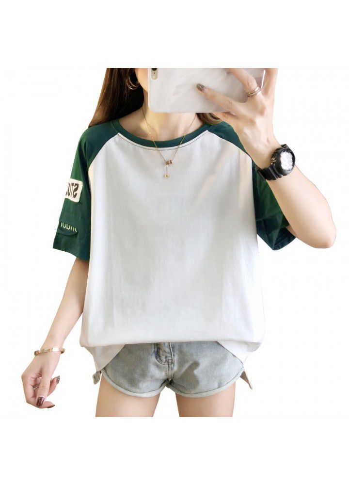 Korean summer short sleeve T-shirt with backing shirt women's new fashion spring clothing in 2021