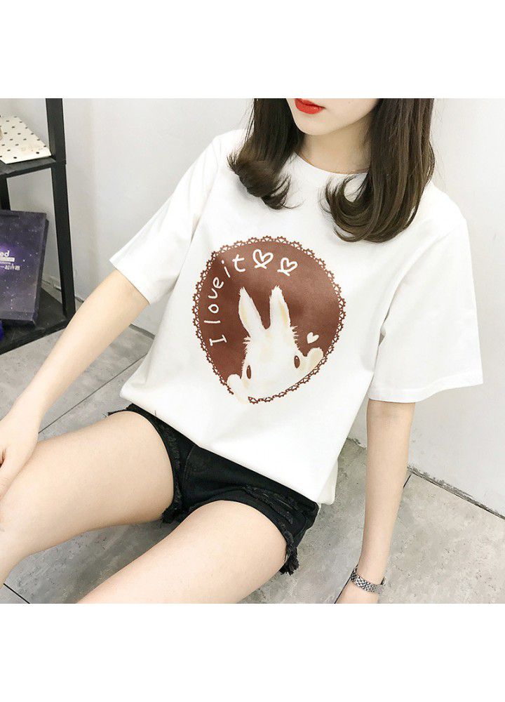 Cartoon CEC short sleeve girl 2021 new versatile ins fashion loose Korean student cotton classic girl T-shirt