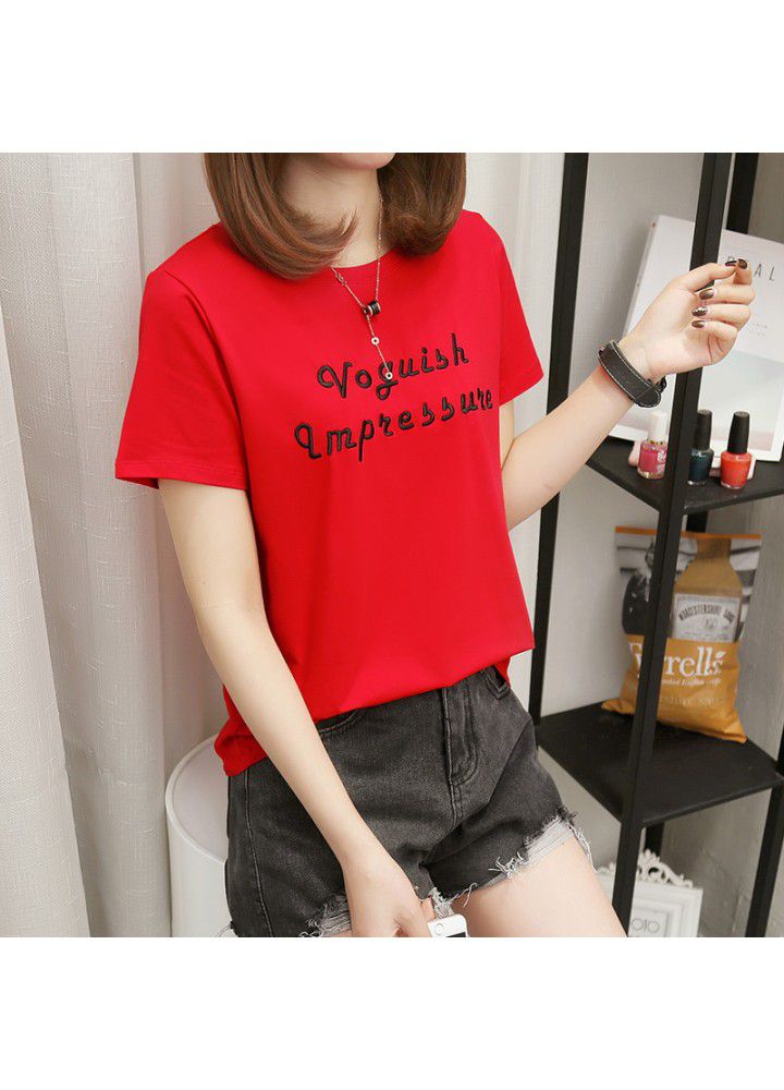Summer 2021 new Korean student loose red t-shirt female short sleeve Han Fan versatile cotton half sleeve clothes