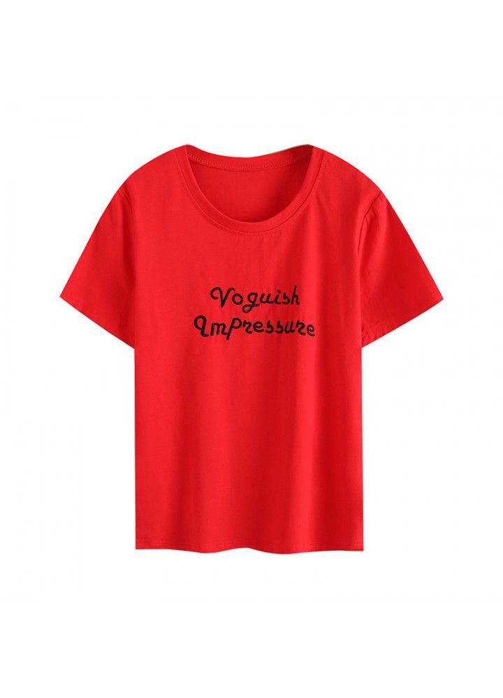 Summer 2021 new Korean student loose red t-shirt female short sleeve Han Fan versatile cotton half sleeve clothes