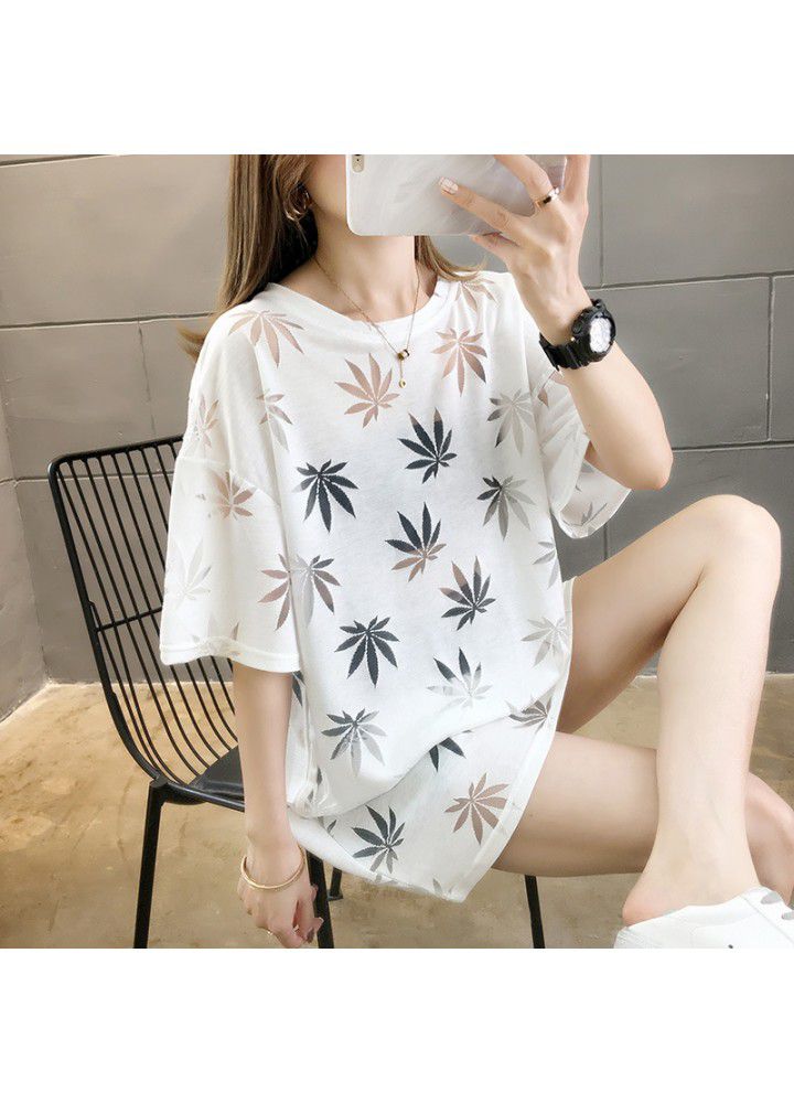 Ins short sleeve T-shirt women's new spring and summer 2021 Korean loose large women's mid long versatile top fashion