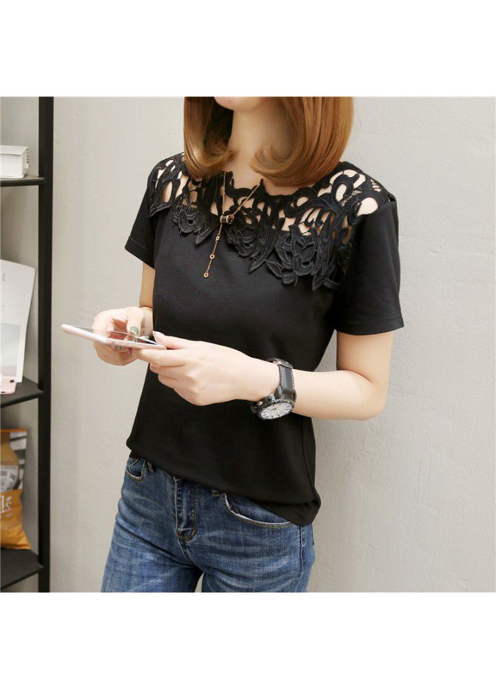 2020 new summer Korean T-shirt short sleeve women's base shirt loose women's solid color base shirt