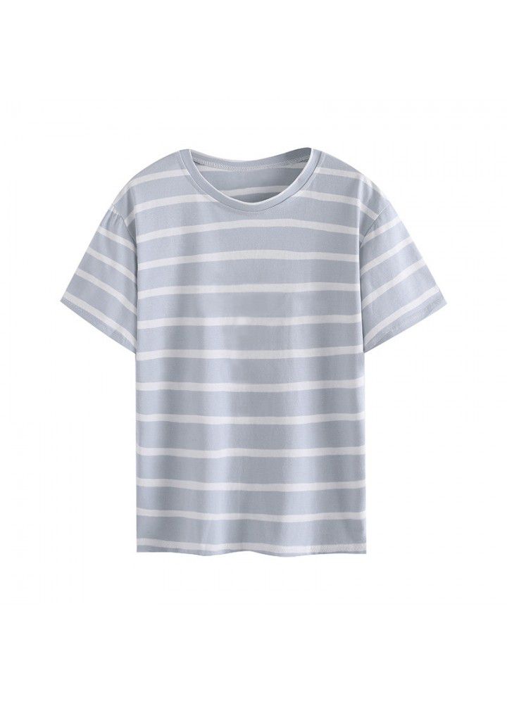 Striped short sleeve women 2020 new summer Korean loose cotton top clothes versatile student half sleeve T-shirt