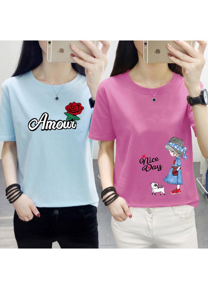 A variety of T-shirts women's 2021 summer new Korean loose short sleeve T-shirt women's white round neck women's half sleeve top fashion