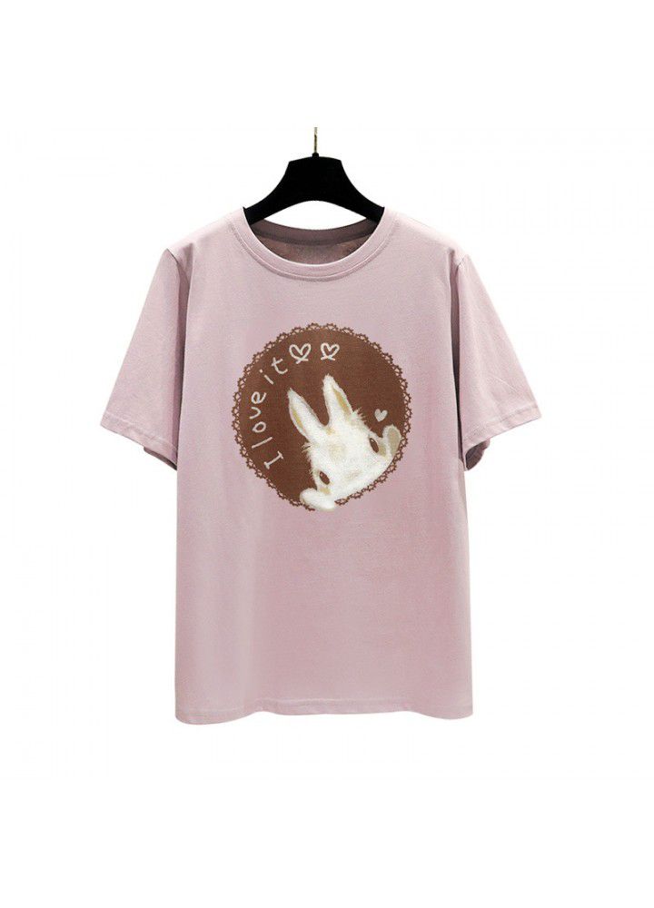 Cartoon CEC short sleeve girl 2021 new versatile ins fashion loose Korean student cotton classic girl T-shirt
