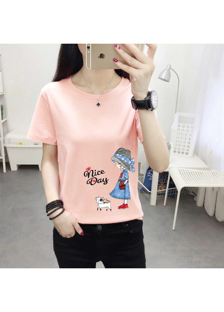 A variety of T-shirts women's 2021 summer new Korean loose short sleeve T-shirt women's white round neck women's half sleeve top fashion