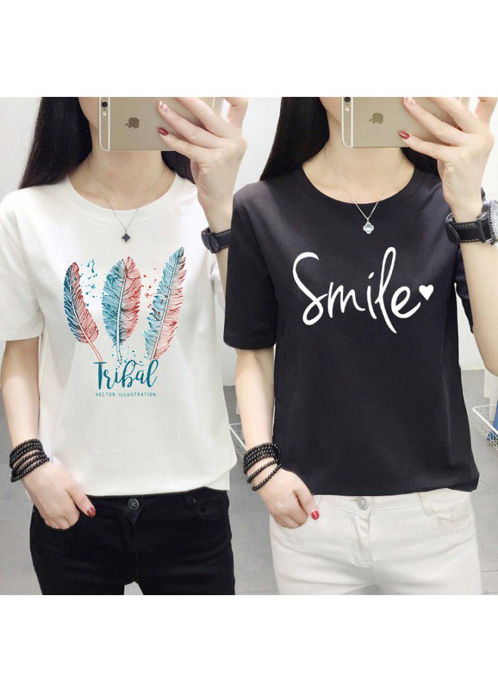 A variety of T-shirts women's 2021 summer new Korean loose short sleeve T-shirt women's white round neck women's half sleeve top fashion