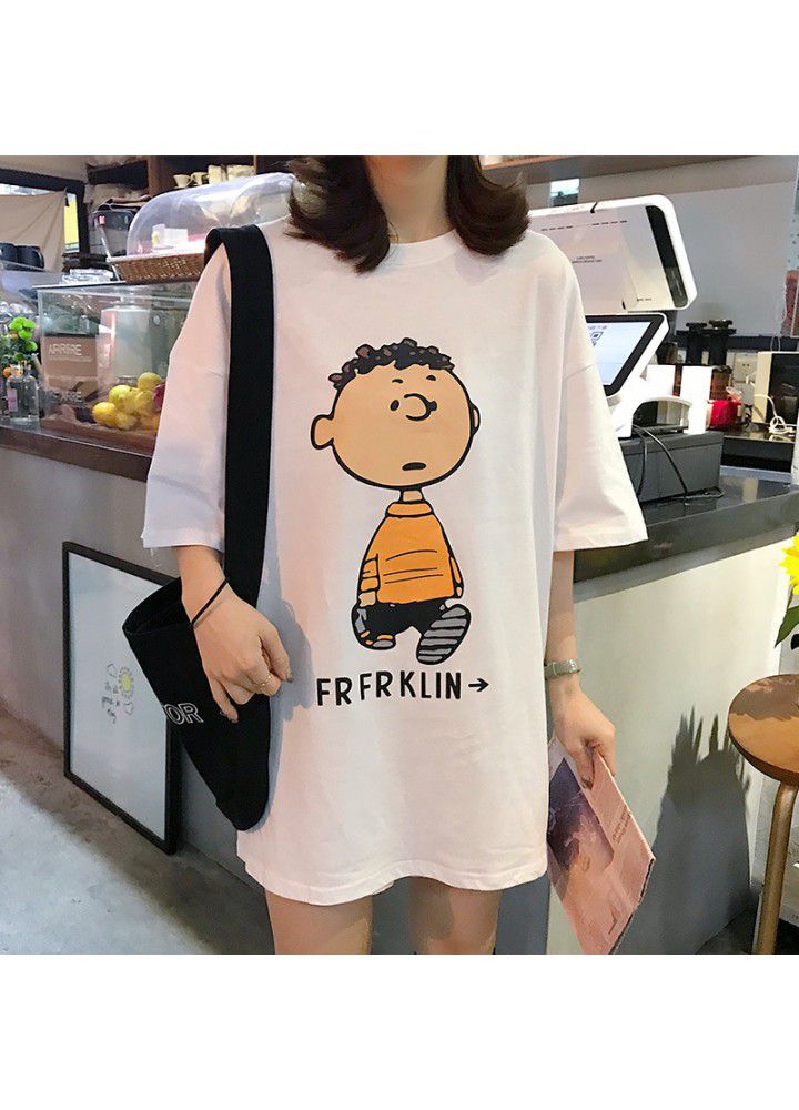 Loose fitting middle length extra large 200 Jin fat mm short sleeve T-shirt women's new top fashion of Korean version 2021