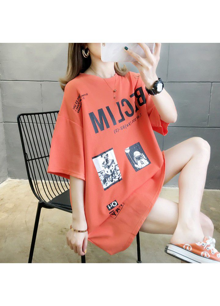 Letter short sleeve T-shirt women's fashion Hong Kong style simple top summer 2021 new half sleeve Korean loose size