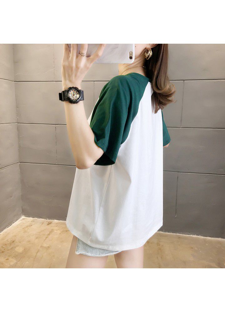 Korean summer short sleeve T-shirt with backing shirt women's new fashion spring clothing in 2021