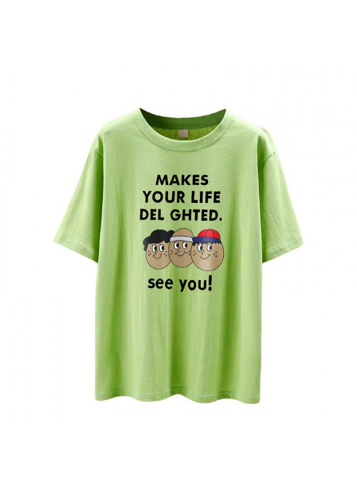 Large size t-shirt female short sleeve cotton loose Korean 2021 new summer student versatile half sleeve clothes