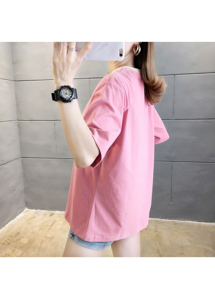 Short sleeve T-shirt women's spring and summer 2021 new Korean loose and versatile clothes women's casual top is fashionable