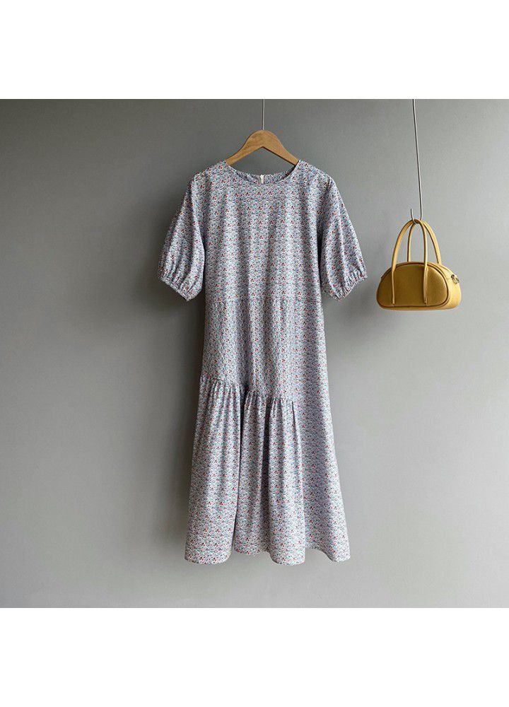 Taochuan's soft and loose short sleeve over the knee mid long floral doll dress women's 5137