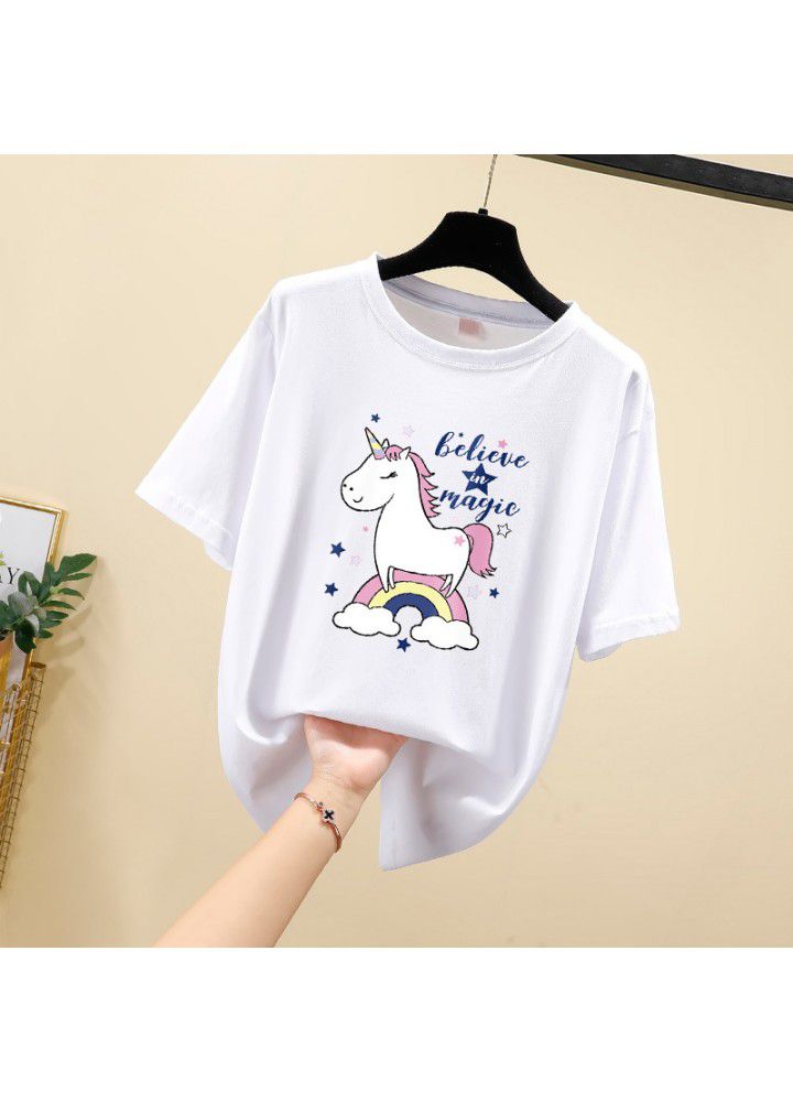 2021 summer new relaxed Korean students' versatile short sleeve T-shirt