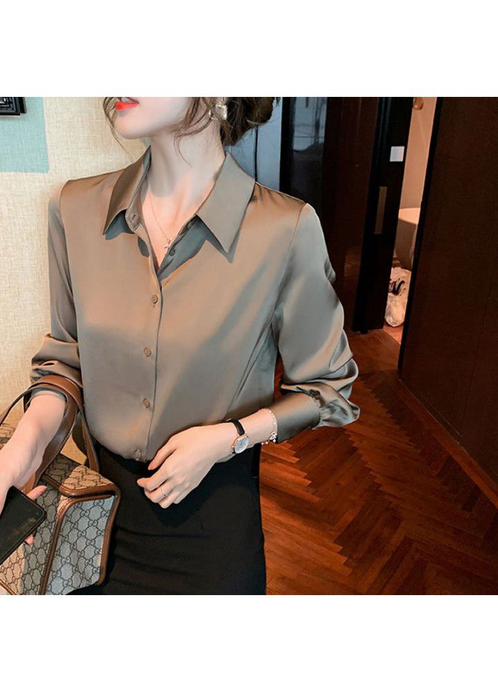 Satin shirt women's spring dress 2021 new women's long sleeve professional Chiffon Top Design temperament Korean shirt