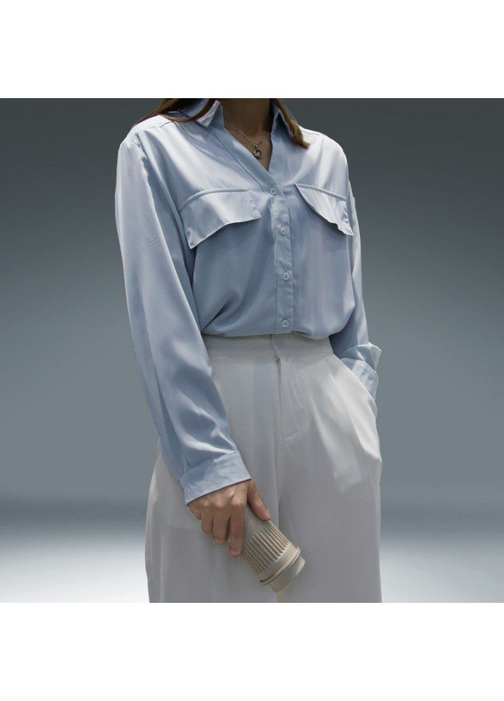 Shirtsleeves' new style in spring and summer 2021 Korean style design temperament loose drape texture breathable cardigan top