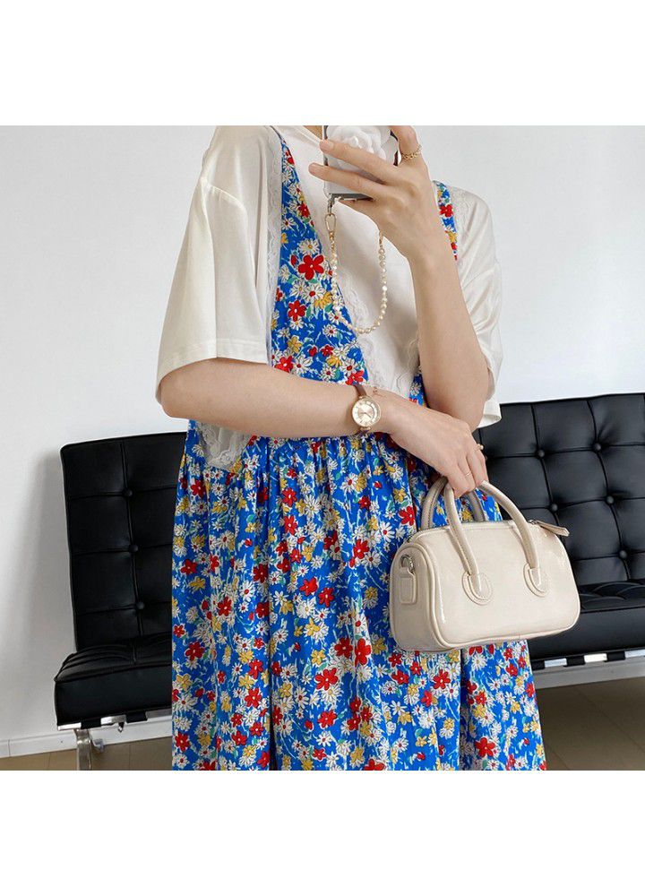 Taochuan retro floral suspender dress female 2021 summer Lace French first love long skirt 5165