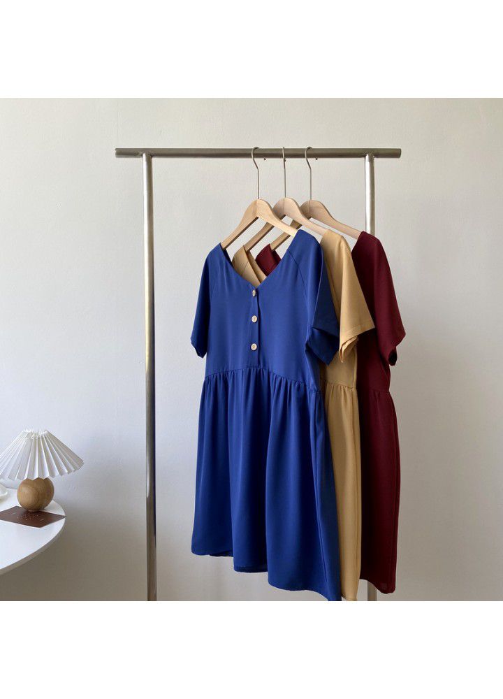 Zhicongxi 2020 summer new Korean women's solid button short sleeve small dress 1399