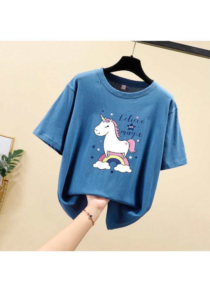 2021 summer new relaxed Korean students' versatile short sleeve T-shirt