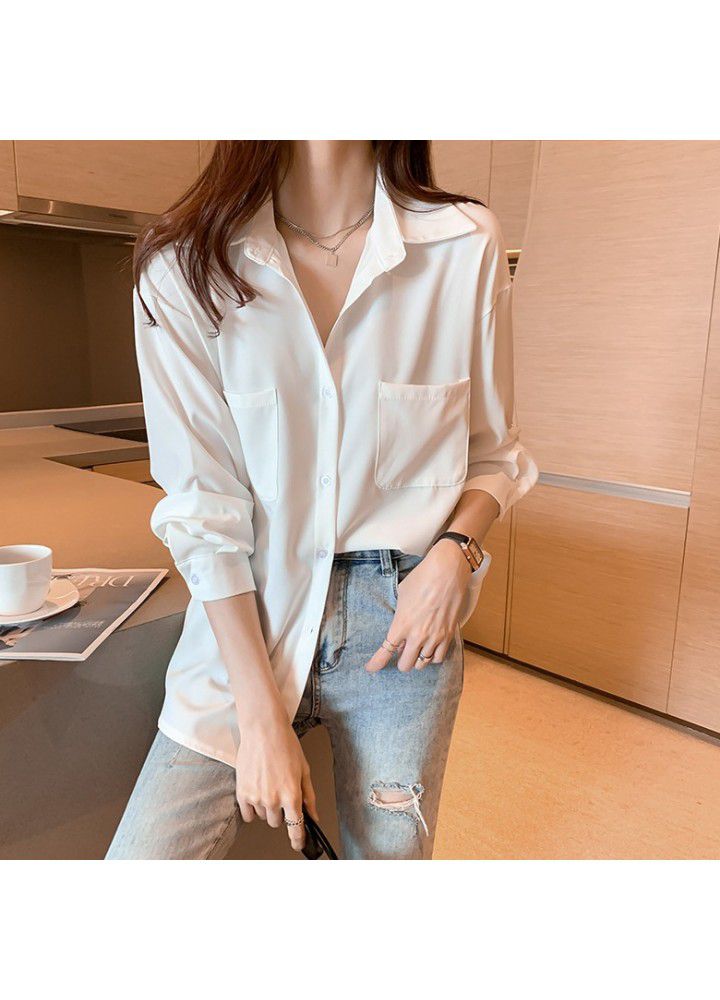 Early spring 2021 new women's White Chiffon shirt women's design sense minority shirt fashion versatile top fashion